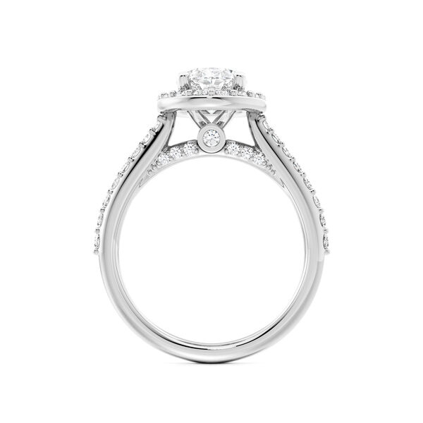 Oval-Cut Diamond Engagement Ring With Halo And Diamond Band